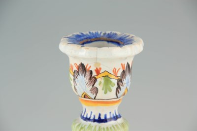Lot 71 - A PAIR OF FRENCH FAIENCE POTTERY CANDLESTICKS...