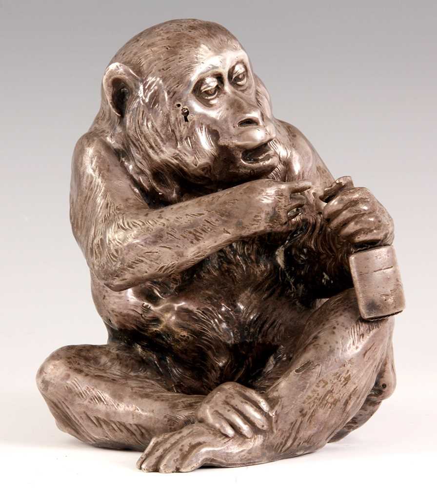 Lot 82 - A 19th CENTURY JAPANESE SILVER METAL MONKEY...