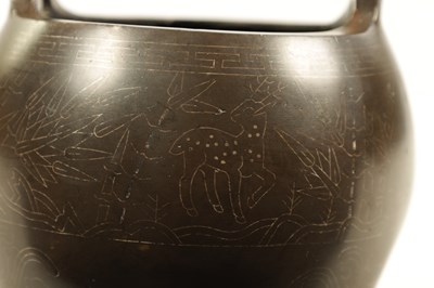 Lot 73 - AN 18TH/19TH CENTURY CHINESE BRONZE CENSER WITH SILVER WIRE INLAY