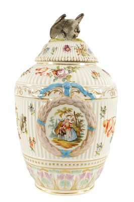 Lot 62 - A LATE 19TH CENTURY DRESDEN LARGE VASE AND COVER IN THE MANNER OF AUGUSTUS REX