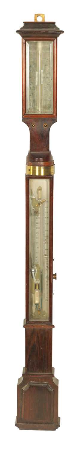 Lot 682 - J J WILSON, SUNDERLAND. AN EARLY VICTORIAN ROSEWOOD MARINE STICK BAROMETER/IMPROVED SYMPIESOMETER