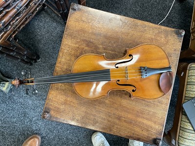 Lot 442 - AN ANTIQUE VIOLIN BRANDED INSIDE ‘H. DERAZEY’