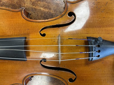 Lot 442 - AN ANTIQUE VIOLIN BRANDED INSIDE ‘H. DERAZEY’