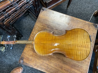 Lot 442 - AN ANTIQUE VIOLIN BRANDED INSIDE ‘H. DERAZEY’