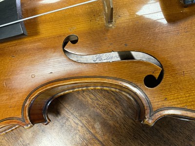 Lot 442 - AN ANTIQUE VIOLIN BRANDED INSIDE ‘H. DERAZEY’