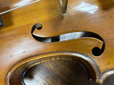 Lot 442 - AN ANTIQUE VIOLIN BRANDED INSIDE ‘H. DERAZEY’