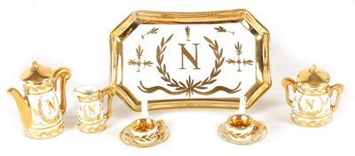Lot 47 - AN EARLY 20TH CENTURY MINIATURE LIMOGES PORCELAIN FRENCH NAPOLEON TEA SERVICE