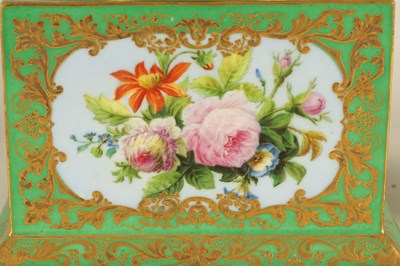 Lot 85 - A FINE 19TH CENTURY PARIS PORCELAIN GREEN AND GILT PEDESTAL VASE OF LARGE SIZE