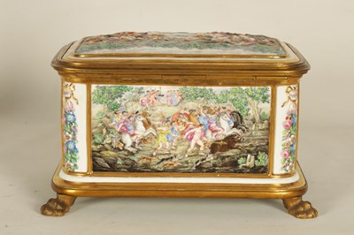 Lot 45 - A LARGE 19TH CENTURY ORMOLU MOUNTED CAPODIMONTE PORCELAIN TABLE CASKET