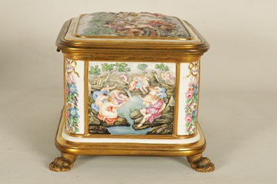 Lot 45 - A LARGE 19TH CENTURY ORMOLU MOUNTED CAPODIMONTE PORCELAIN TABLE CASKET