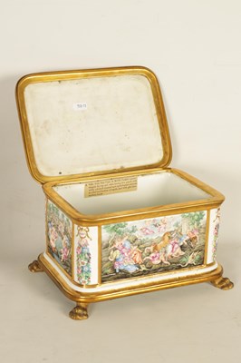 Lot 45 - A LARGE 19TH CENTURY ORMOLU MOUNTED CAPODIMONTE PORCELAIN TABLE CASKET