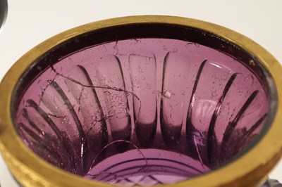Lot 17 - A LARGE PAIR OF LATE 19TH/EARLY 20TH CENTURY RUSSIAN ORMOLU MOUNTED AMETHYST CUT-GLASS