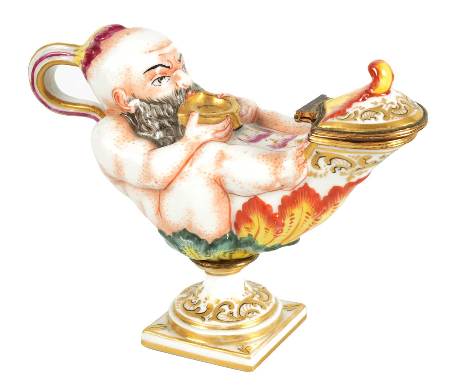 Lot 69 - A 19TH CENTURY ITALIAN CAPODIMONTE PORCELAIN INKWELL