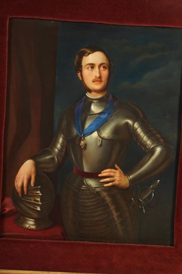 Lot 94 - A LARGE 19TH CENTURY GERMAN PAINTED PORCELAIN PLAQUE OF PRINCE ALBERT