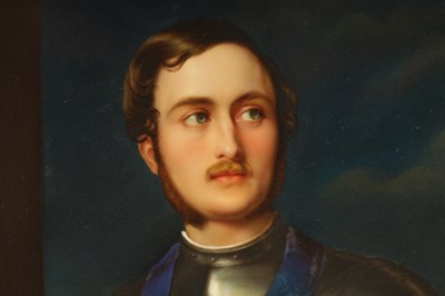 Lot 94 - A LARGE 19TH CENTURY GERMAN PAINTED PORCELAIN PLAQUE OF PRINCE ALBERT
