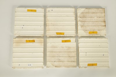 Lot 89 - A RARE SET OF SIX 19TH CENTURY WEDGWOOD BLUE AND WHITE TILES DEPICTING DOG PORTRAITS