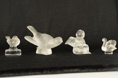 Lot 11 - A COLLECTION OF FOUR LALIQUE FRANCE FROSTED GLASS SCULPTURES