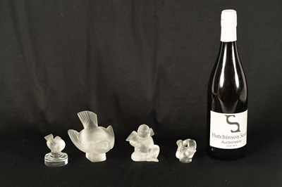 Lot 11 - A COLLECTION OF FOUR LALIQUE FRANCE FROSTED GLASS SCULPTURES