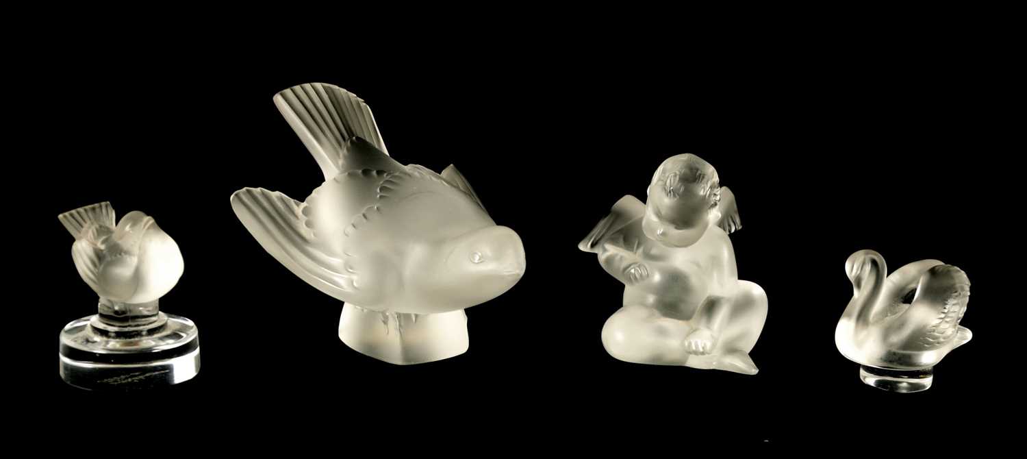 Lot 11 - A COLLECTION OF FOUR LALIQUE FRANCE FROSTED GLASS SCULPTURES