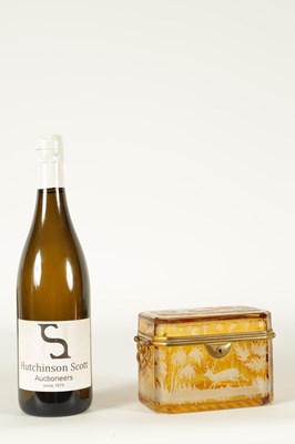 Lot 14 - A 19TH CENTURY BOHEMIAN AMBER GLASS OVERLAY CASKET