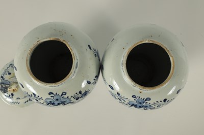 Lot 36 - A PAIR OF 18TH CENTURY BLUE AND WHITE DELFT VASES AND COVER