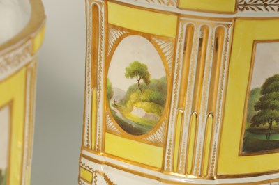 Lot 55 - A LARGE PAIR OF REGENCY COALPORT BOW-FRONTED CACHE POTS