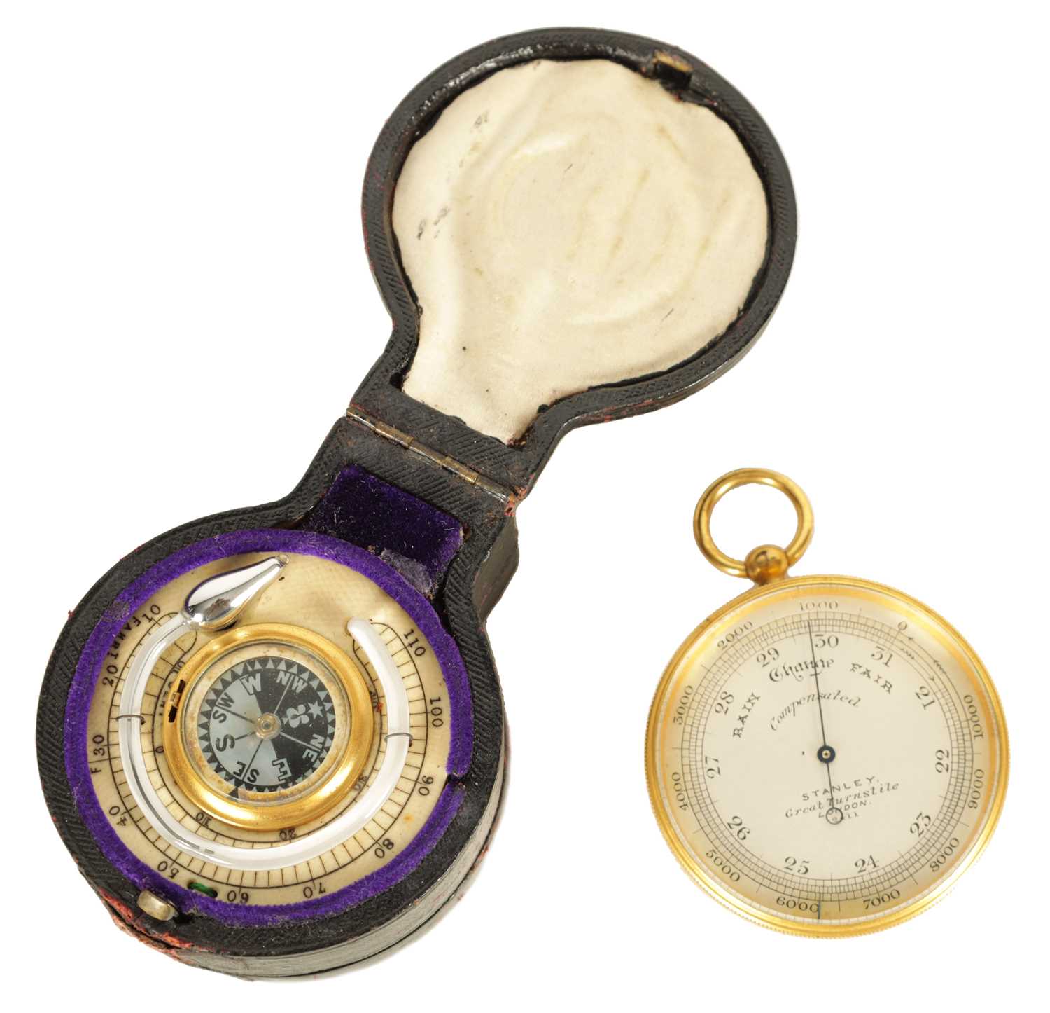 Lot 289 - A LATE 19TH CENTURY POCKET BAROMETER,