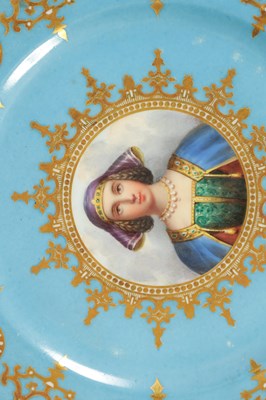 Lot 95 - A SET OF SIX SEVRES STYLE PORCELAIN CABINET PLATES
