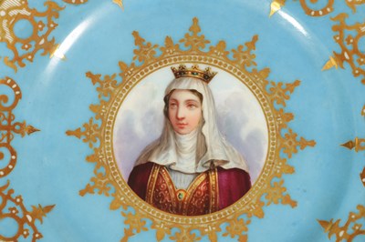 Lot 95 - A SET OF SIX SEVRES STYLE PORCELAIN CABINET PLATES
