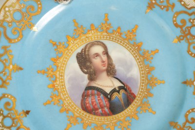 Lot 95 - A SET OF SIX SEVRES STYLE PORCELAIN CABINET PLATES