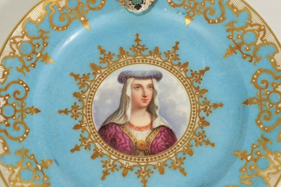 Lot 95 - A SET OF SIX SEVRES STYLE PORCELAIN CABINET PLATES