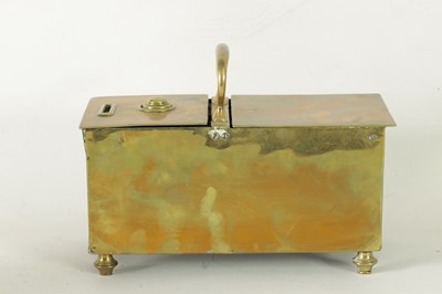 Lot 902 - A 19TH-CENTURY BRASS HONESTY TOBACCO BOX FOR 603 ZETLAND LODGE