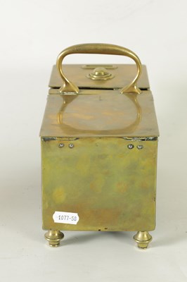 Lot 902 - A 19TH-CENTURY BRASS HONESTY TOBACCO BOX FOR 603 ZETLAND LODGE