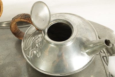 Lot 569 - AN EARLY 20TH CENTURY ARCHIBALD KNOX FOR LIBERTY AND CO. TUDRIC PEWTER TEA SET