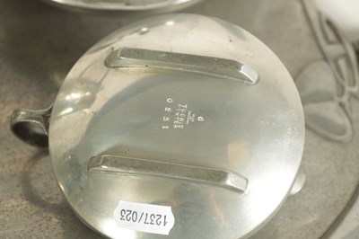 Lot 569 - AN EARLY 20TH CENTURY ARCHIBALD KNOX FOR LIBERTY AND CO. TUDRIC PEWTER TEA SET