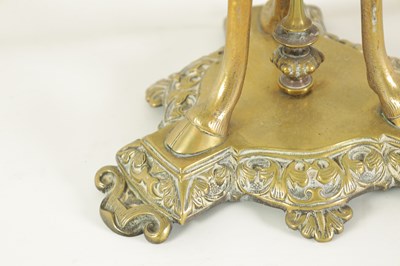 Lot 595 - AN ORNATE 19TH-CENTURY CAST BRASS AND HOBNAIL CUT GLASS OIL LAMP
