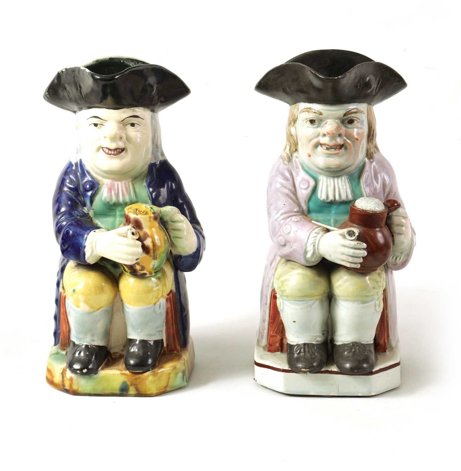 Lot 92 - A LATE 18TH/EARLY 19TH CENTURY RALPH RALPH WOOD TYPE PEARLWARE TOBY JUG AND ANOTHER