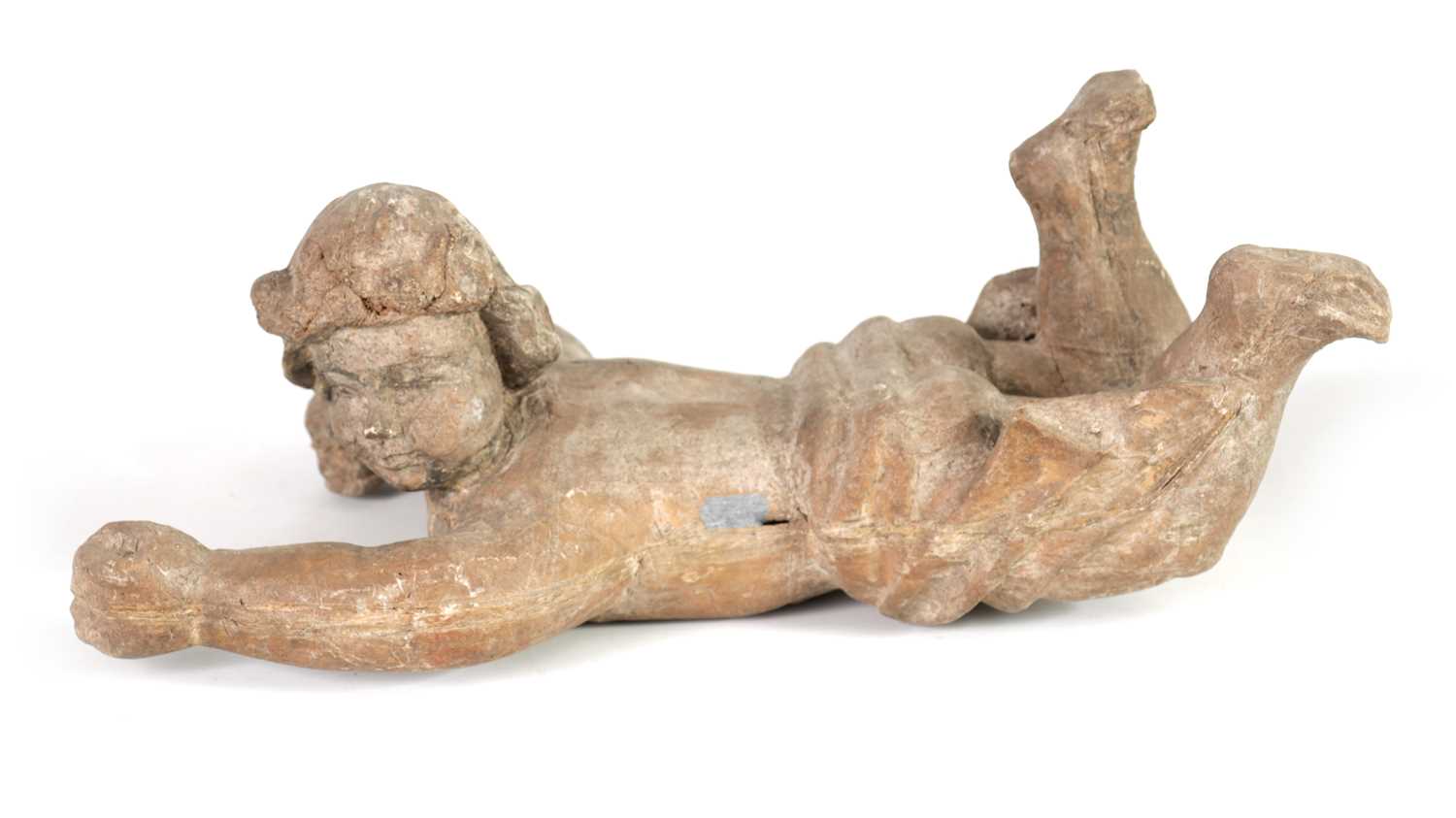 Lot 489 - A 19TH CENTURY CARVED WALNUT AND PAPER MACHE PUTTI