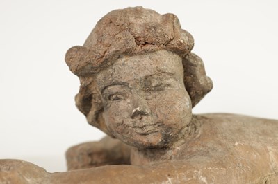 Lot 489 - A 19TH CENTURY CARVED WALNUT AND PAPER MACHE PUTTI