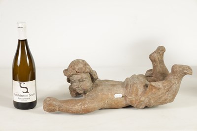 Lot 489 - A 19TH CENTURY CARVED WALNUT AND PAPER MACHE PUTTI