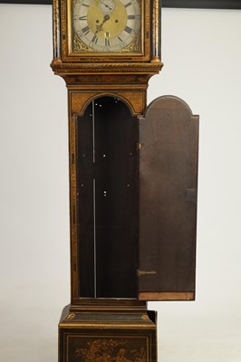 Lot 738 - JOSEPH ROSE & SON LONDON. A GEORGE III GREEN LACQUER CHINOISERIE DECORATED EIGHT-DAY LONGCASE CLOCK