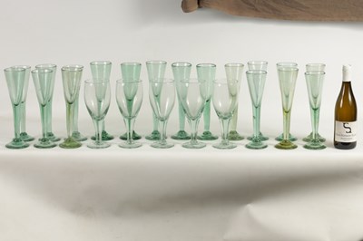 Lot 10 - A COLLECTION OF 19TH CENTURY GREEN WINE GLASSES