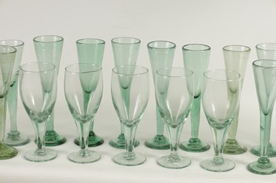 Lot 10 - A COLLECTION OF 19TH CENTURY GREEN WINE GLASSES