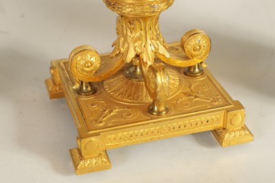 Lot 61 - A FINE PAIR OF 19TH CENTURY ORMOLU AND SEVRES PORCELAIN TWO HANDLED VASE AND COVERS