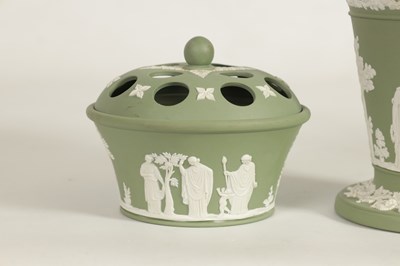 Lot 65 - TWO SAGE GREEN WEDGWOOD JASPERWARE PIECES