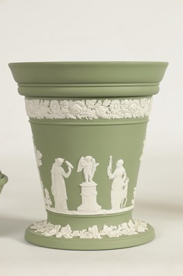 Lot 65 - TWO SAGE GREEN WEDGWOOD JASPERWARE PIECES
