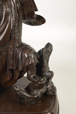 Lot 138 - A LARGE 19TH CENTURY CHINESE BRONZE RAKAN FIGURAL TABLE GONG