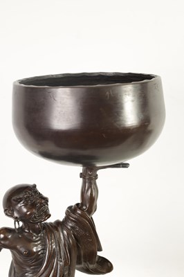 Lot 138 - A LARGE 19TH CENTURY CHINESE BRONZE RAKAN FIGURAL TABLE GONG