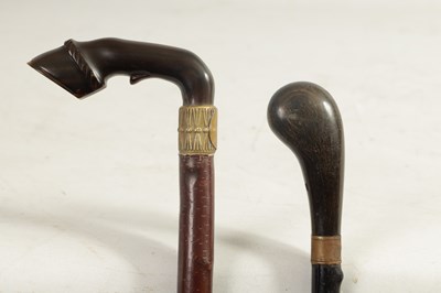 Lot 461 - A LATE 19THCENTURY HORN HANDLED WALKING STICK AND ANOTHER