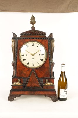Lot 963 - C. ELISHA, ST. JAMES. AN IMPRESSIVE REGENCY EGYPTIAN REVIVAL TRIPLE FUSEE QUARTER CHIMING BRACKET CLOCK